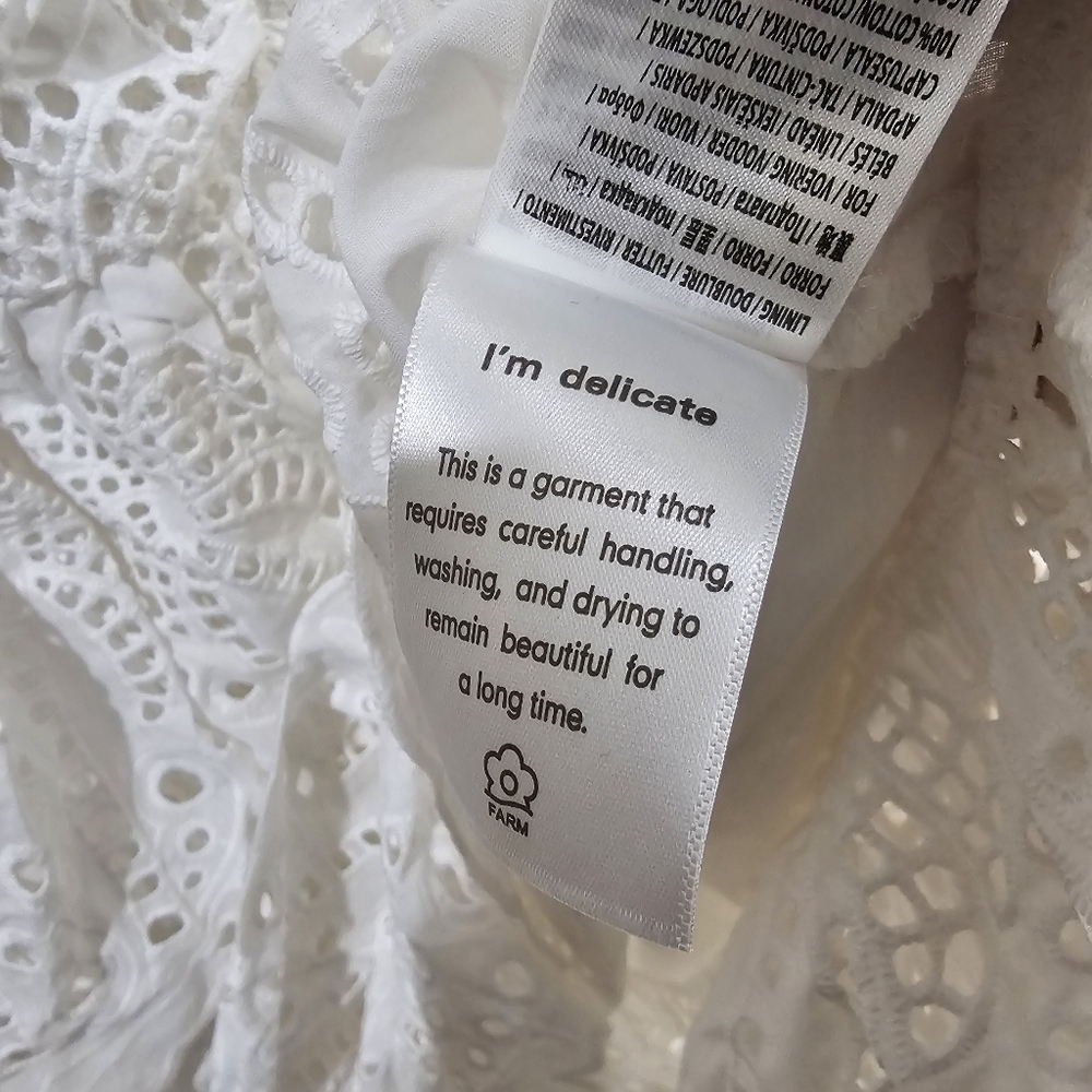 Farm Rio White Eyelet Puff Sleeve Midi Dress - Picture 7 of 7
